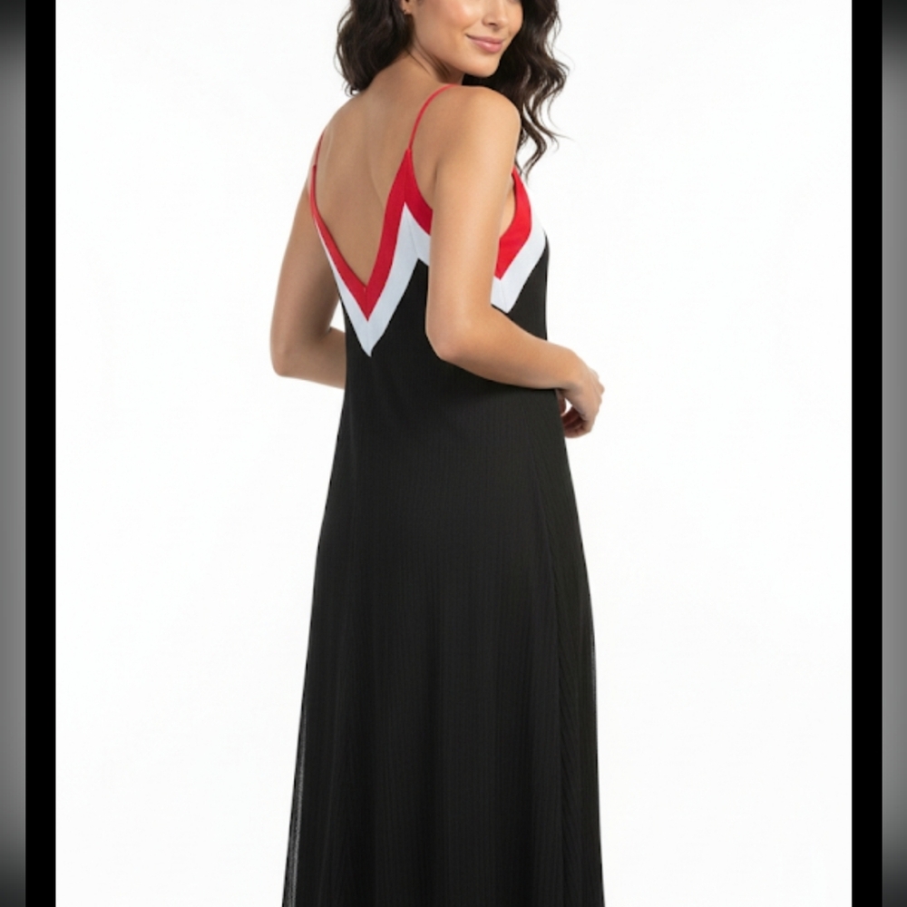 NWT Catherine Malandrino black midi Vneck Pleated dress size …